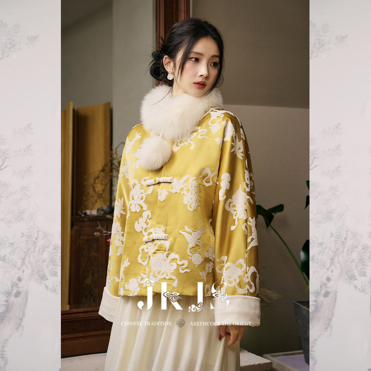 漳绒缎短款棉衣JKJS国风
