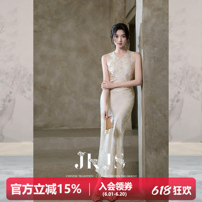 JKJS人丝提花刺绣连衣裙