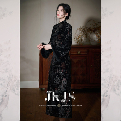 丝绒刺绣国风JKJS长裙