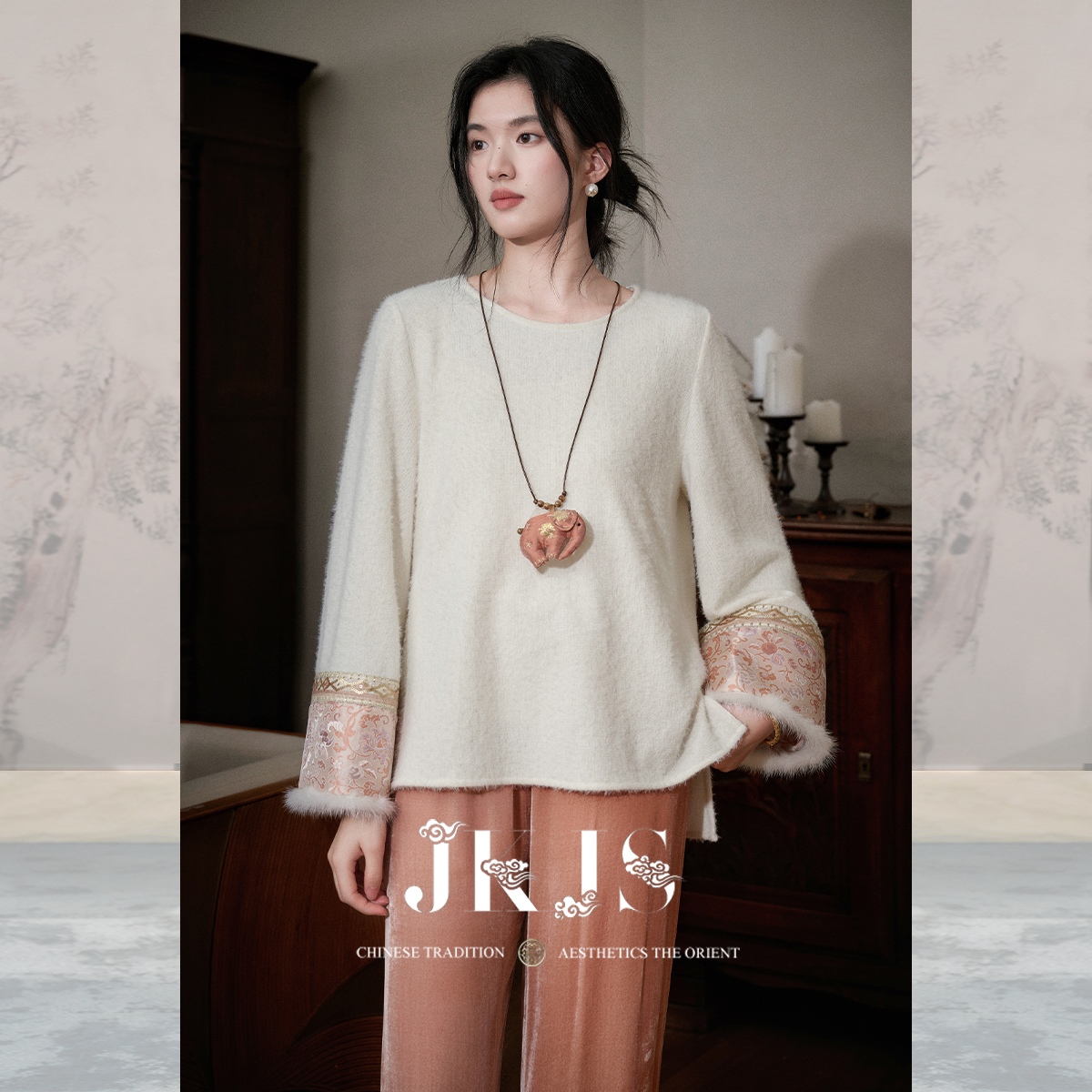 JKJS绒感雪尼尔打底衫女内搭