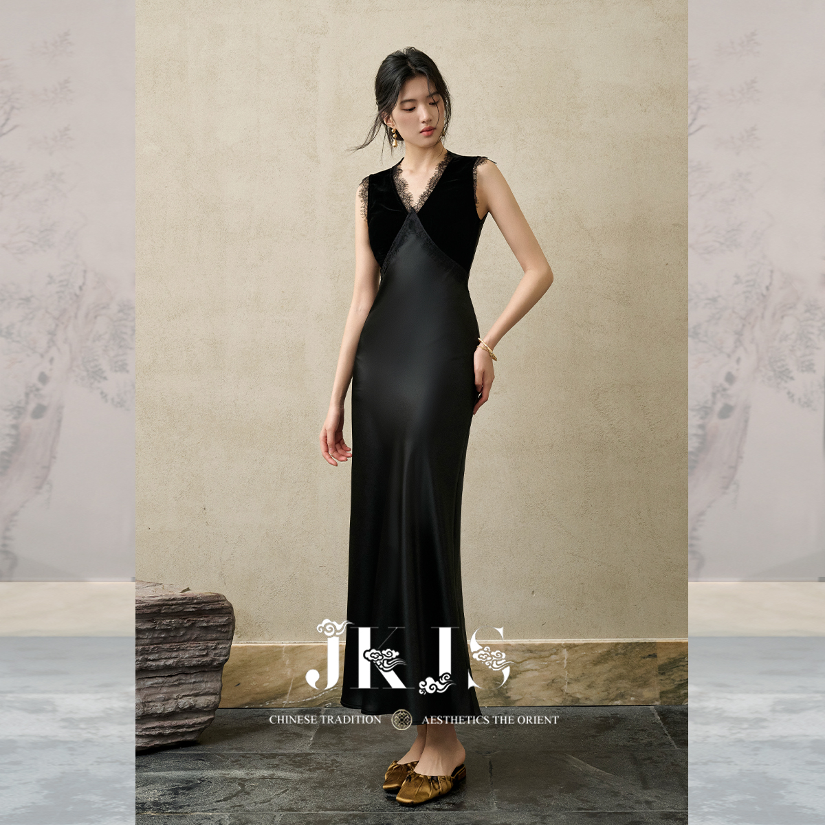 JKJS醋酸连衣裙中式裙子