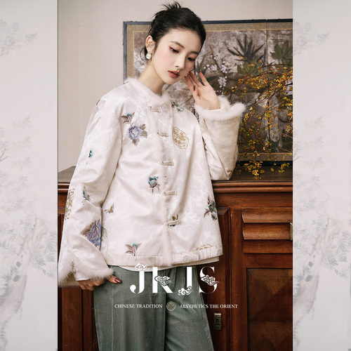 水貂毛拼接棉服JKJS国风
