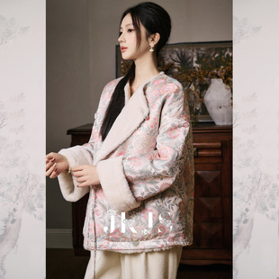 外套冬季 两面穿冬装 提花加厚保暖毛绒环保皮草 落摇筝 JKJS