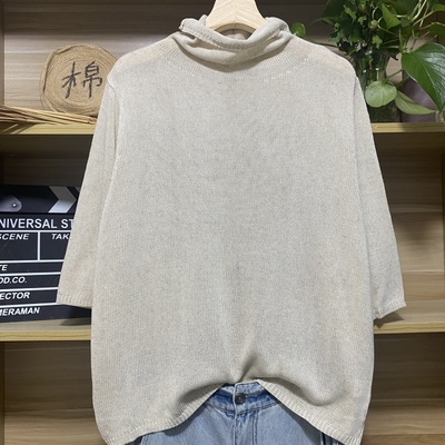 2025秋季新款套头五分袖针织衫女