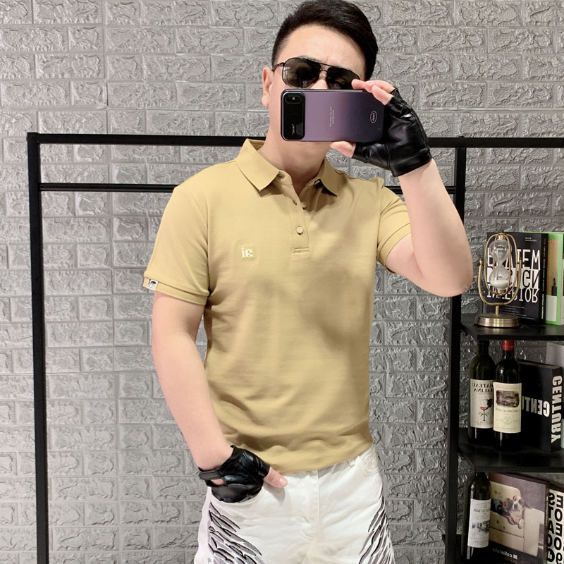 2025欧洲站新款短袖修身翻领T恤