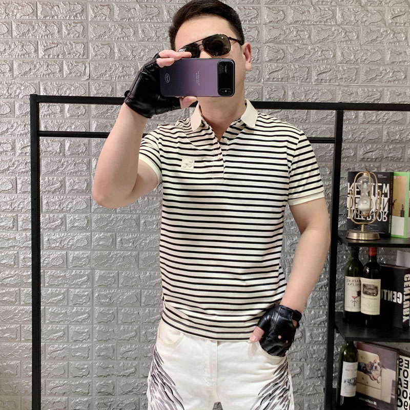 2025欧洲站新款短袖修身翻领T恤