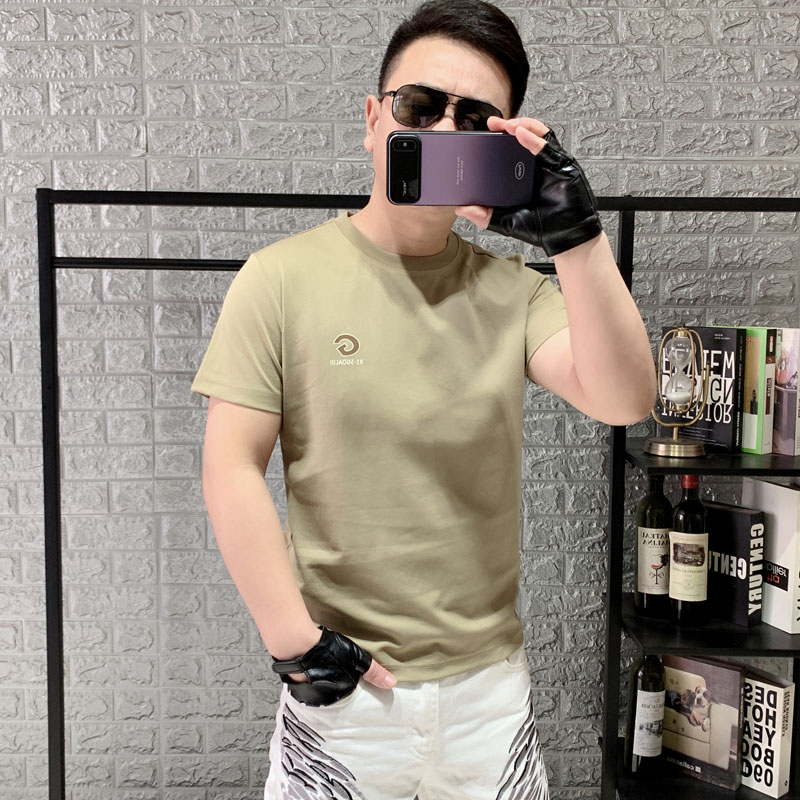 欧洲站新款短袖男T恤修身圆领