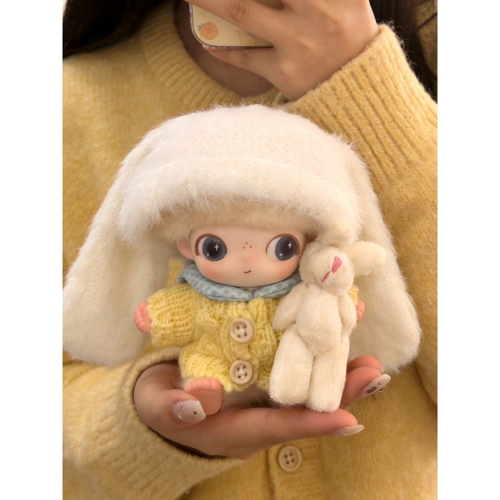 dimoo新生日记娃衣兔子头套新奇搪胶坐姿10cm玩偶衣服守护垂耳兔,模玩/动漫/周边/娃圈三坑/桌游,棉花娃娃/毛绒玩具娃衣,淘宝优惠券,粉丝福利购,淘宝优惠卷