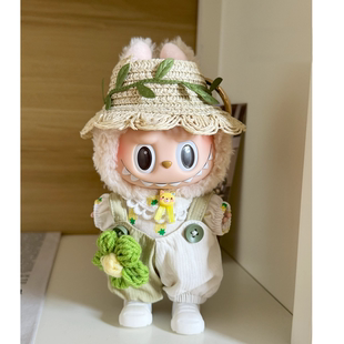 希望的蓝色~labubu搪胶娃衣第三代拉布布坐坐派对衣服背带裤