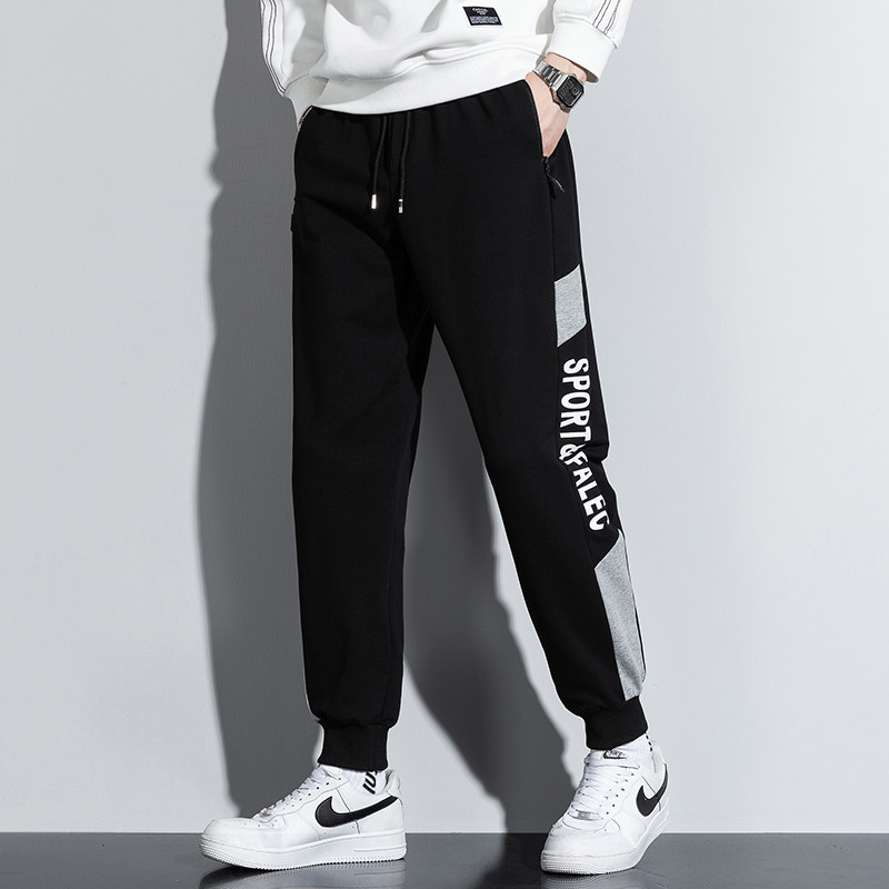 纯棉运动裤男春秋季休闲长裤加肥加大码宽松直筒青少年裤子男潮牌