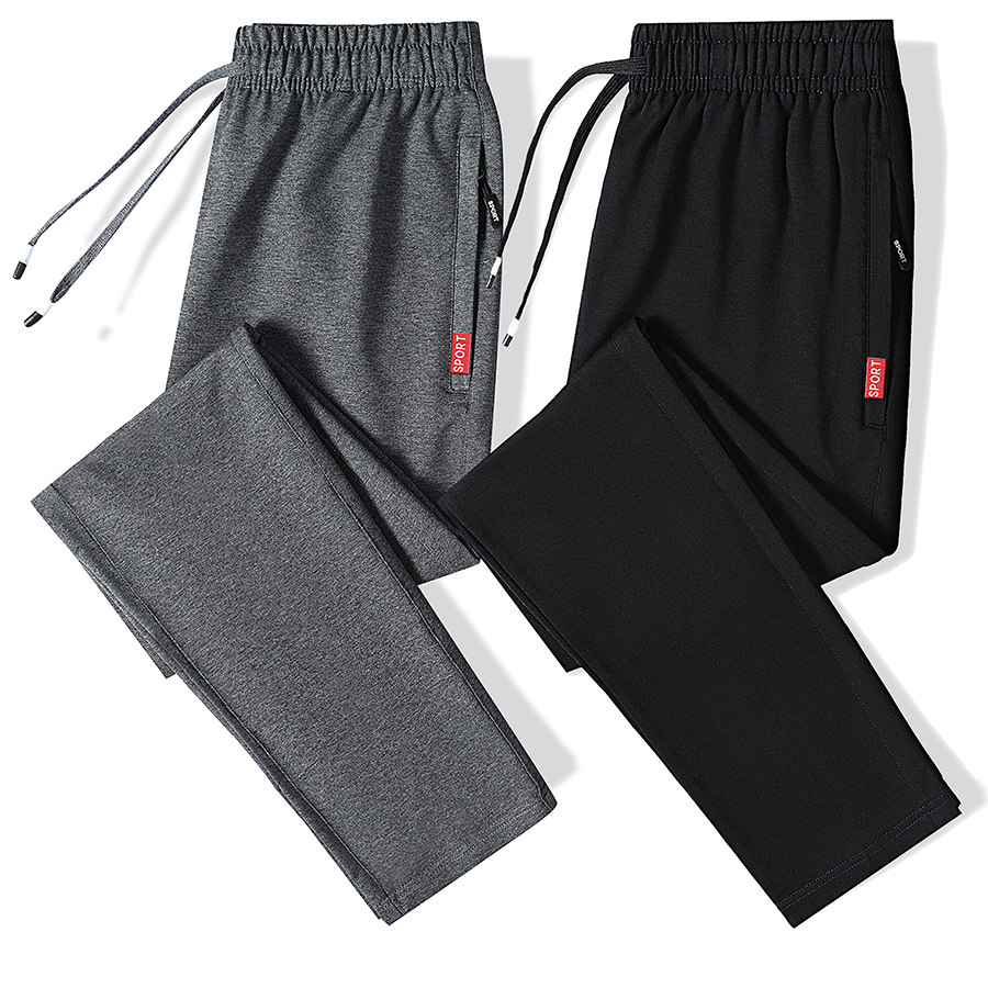 纯棉休闲长裤直筒运动裤男春夏季薄款宽松加肥加大码胖子肥佬裤子