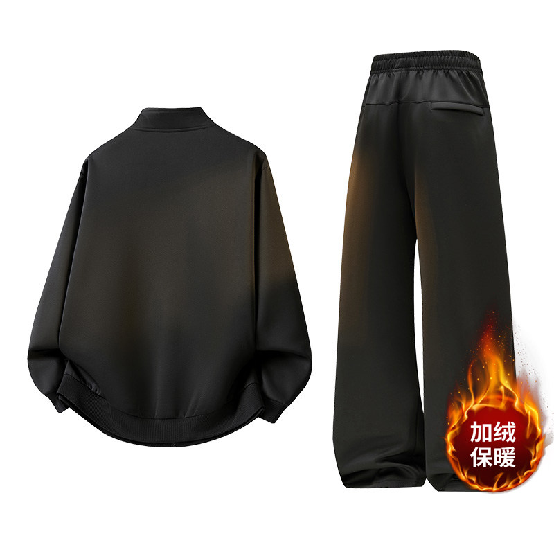 男士秋冬加绒保暖运动两件套