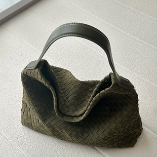 ROSSY 雾面复古大容量编织托特包包女通勤百搭单肩斜挎腋下包 BAG