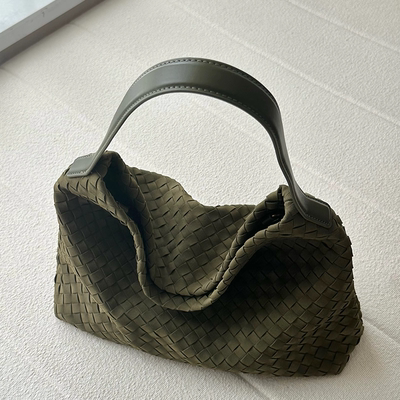 ROSSY BAG 雾面复古大容量编织托特包包女通勤百搭单肩斜挎腋下包