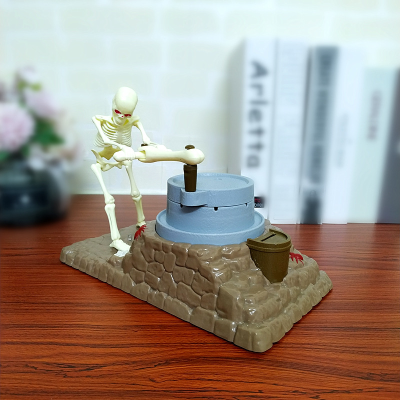 有钱能使鬼推磨电动旋转存钱罐音乐灯光骷髅头新奇储蓄罐儿童玩具