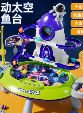 火箭钓鱼台加水电动旋转轨道滑梯