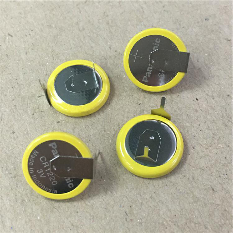 原装松下CR1220电池 带焊脚电池脚距10mm 卧式直插180度焊脚现货