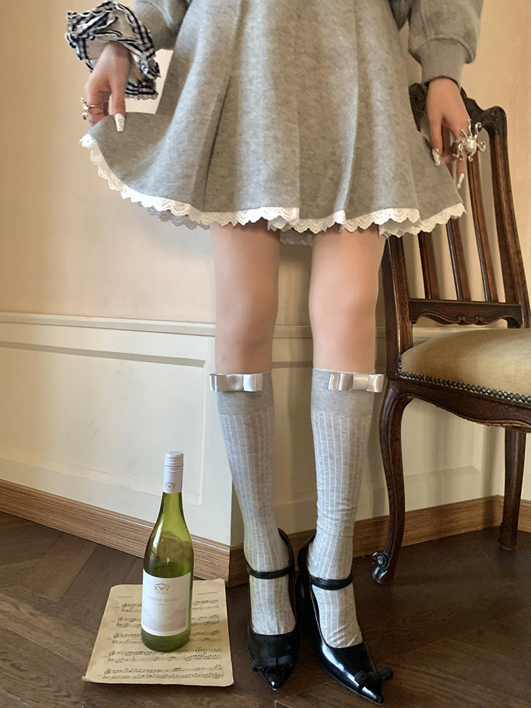 甜美保暖中筒中厚舒适蝴蝶结袜