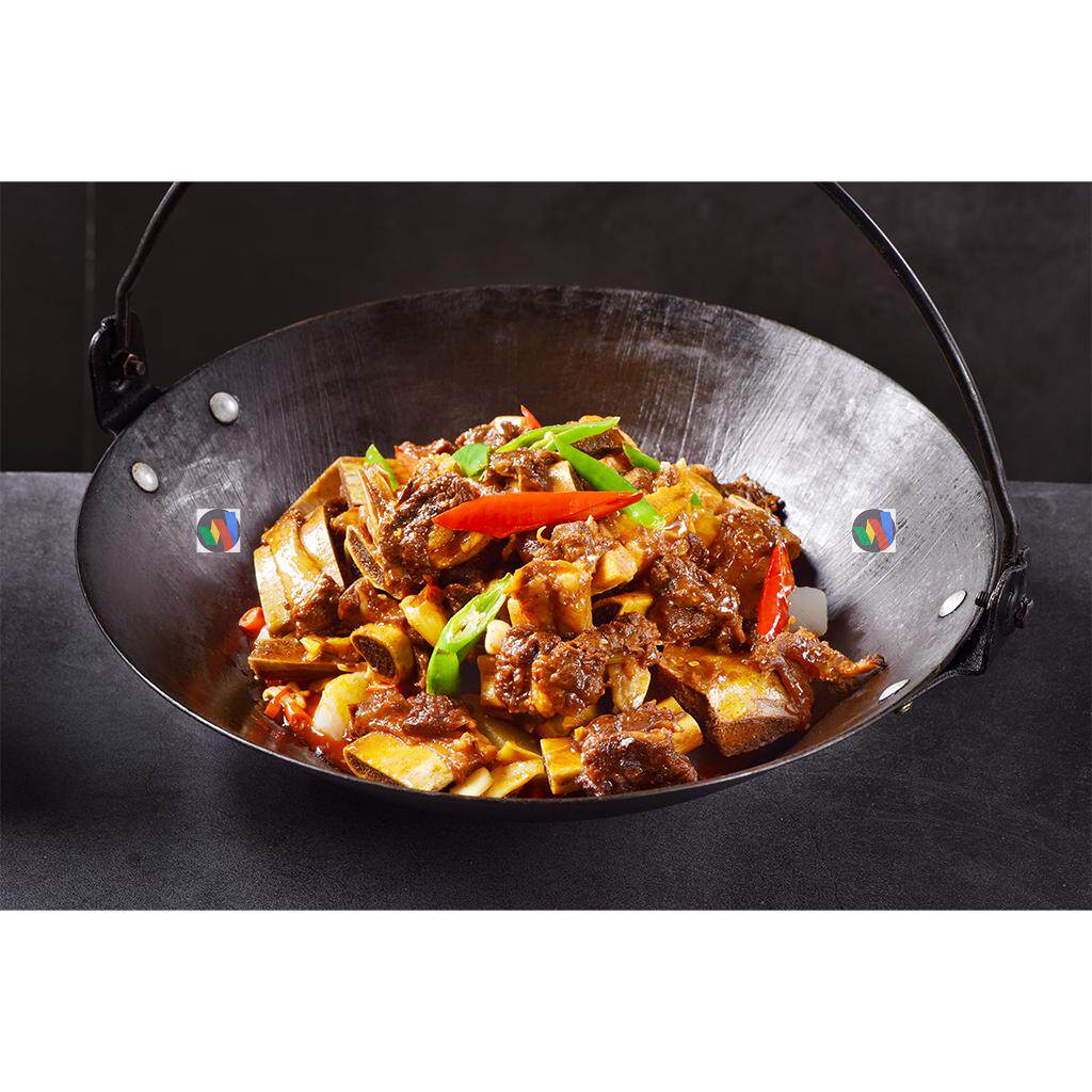 吊锅牛排菜品背景干锅红烧牛排牛尾美食菜牌背景展板设计素材模版