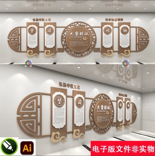 中式中医文化墙中医传统形象墙布置模板中医院文化墙设计AI素材图