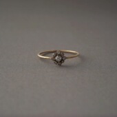 noguchi日本职人手工镶嵌白色钻石小花复古戒指 日本代购 包税 包邮