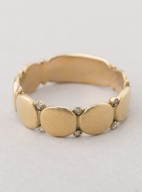 包邮日本代购 noguchi 日本职人手作K14白色钻石镶嵌指环日本制