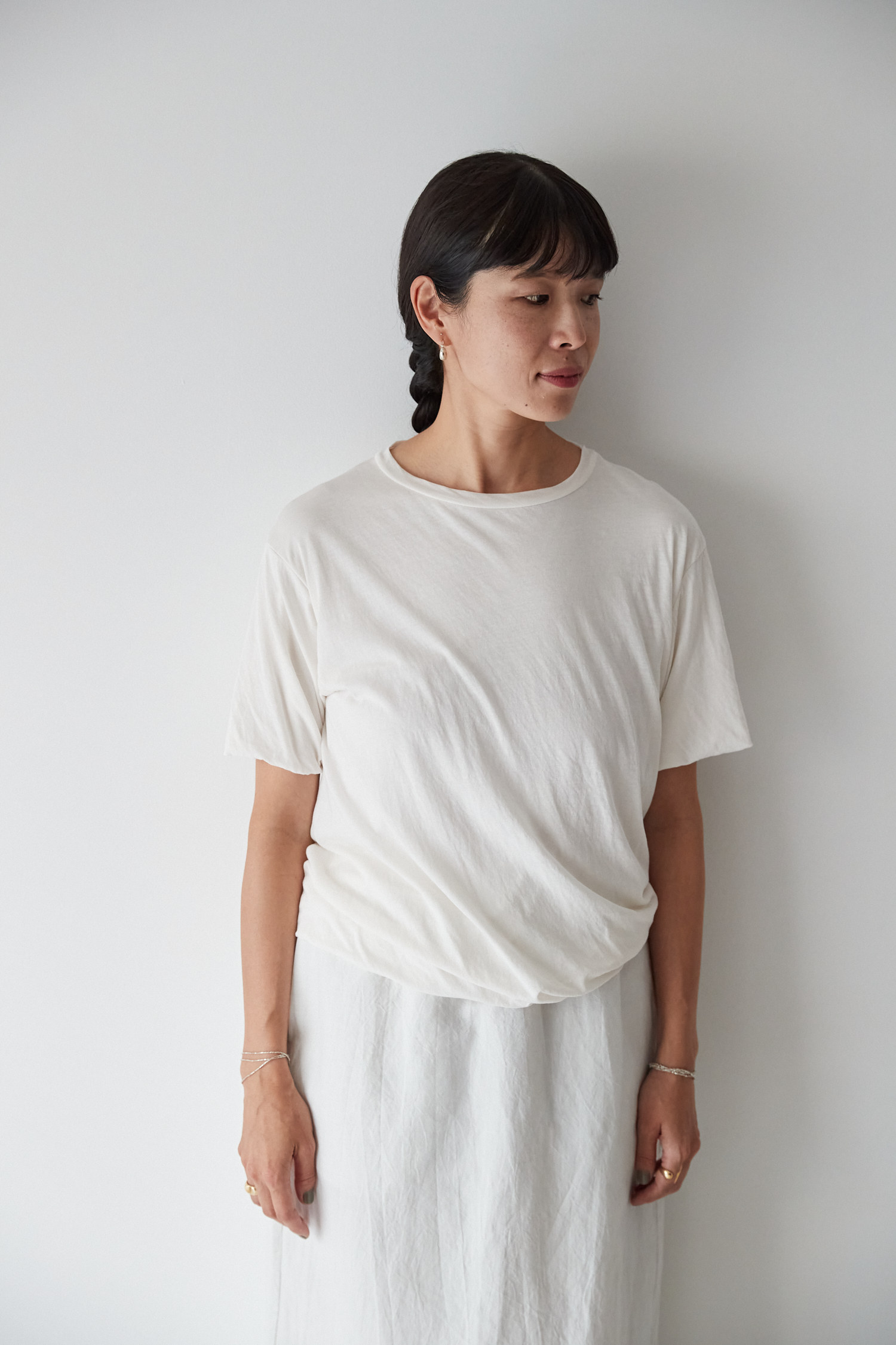 包税包邮日本代购humoresque23夏季新上质纯棉垂感圆领短袖t恤女