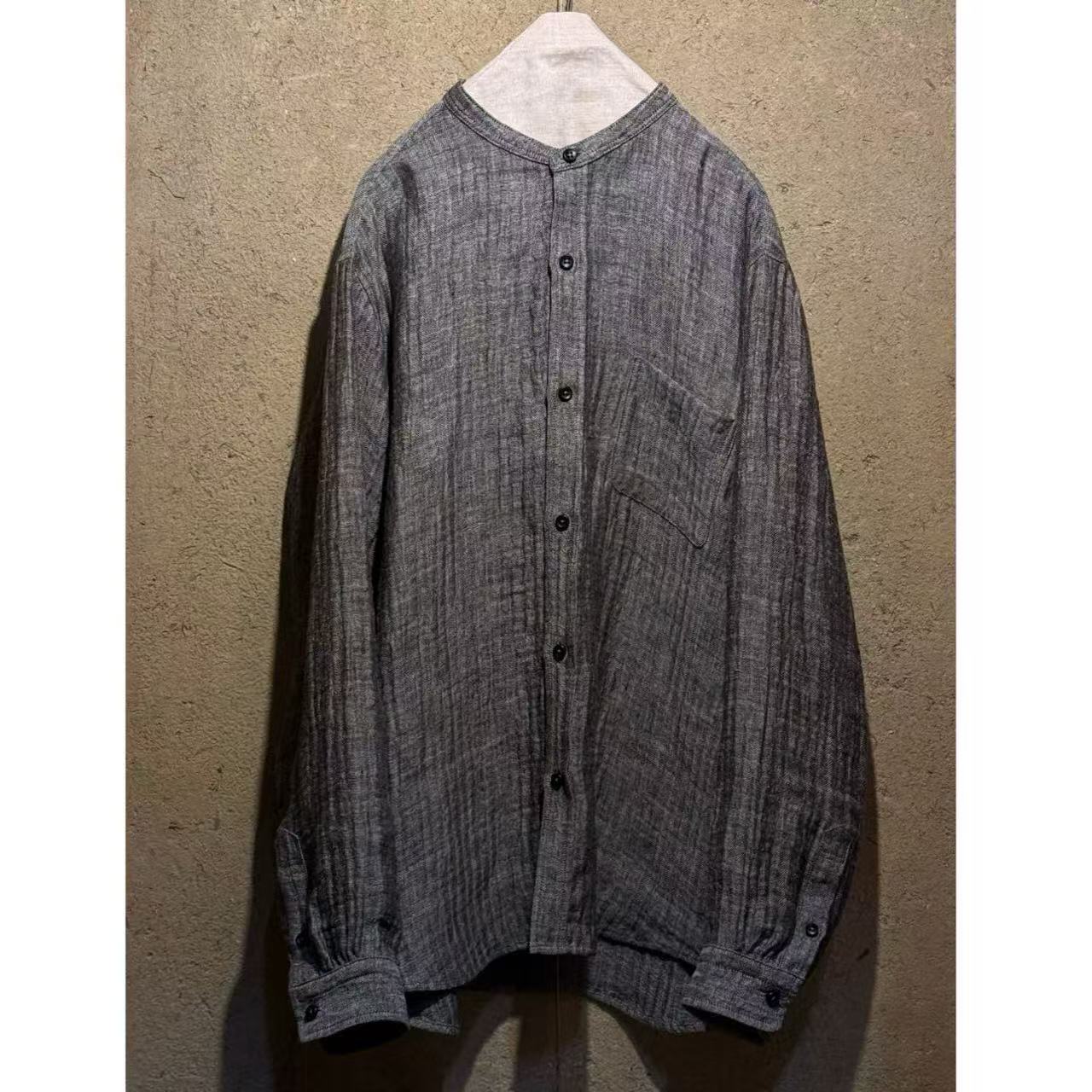 etreneant手纺亚麻长袖宽松衬衫