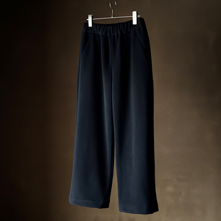 包税包邮日本etreneant上质双面呢羊毛松紧高腰厚款垂感宽松长裤