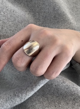 noguchi手工制肌理美感素金戒指