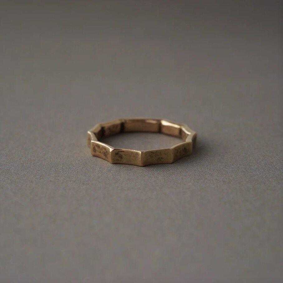 noguchi复古简约素金手工制戒指