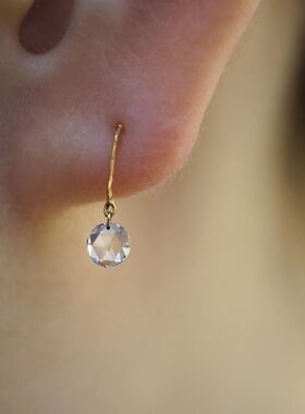 包税包邮日本代购noguchi职人手工白色钻石Rose切割复古钻石耳环