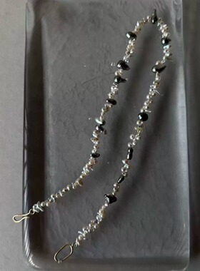 Akoya pearl, Tahitian Keshi pearl, 9ct gold珍珠项链40cm
