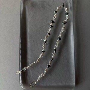 Akoya pearl, Tahitian Keshi pearl, 9ct gold珍珠项链40cm