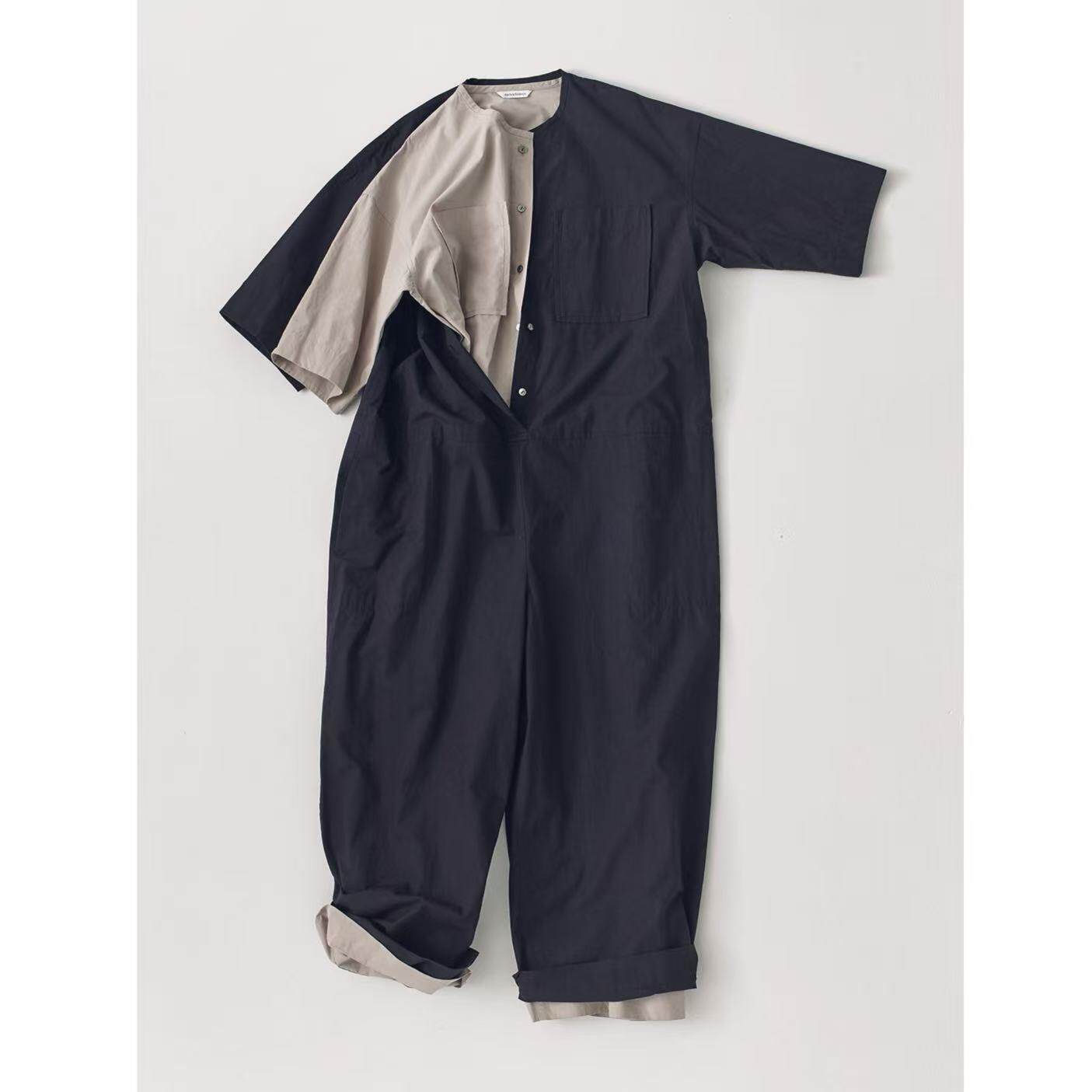 包税包邮日本arts science26春夏新款日常口袋直筒宽松中袖连体裤