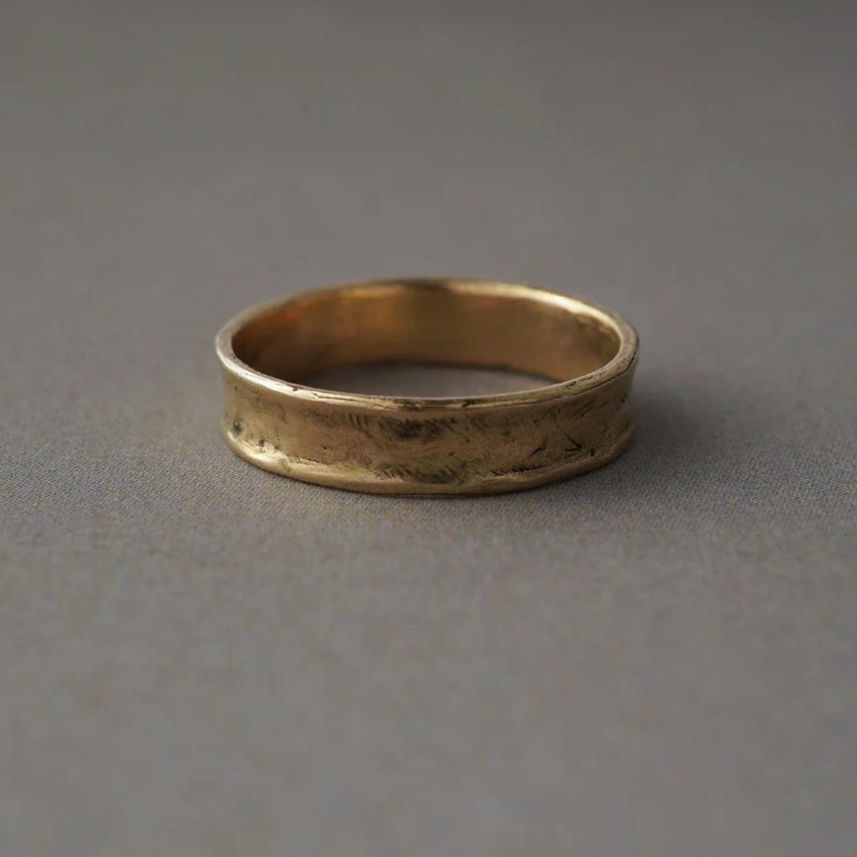 noguchi14K镀金复古做旧手工戒指