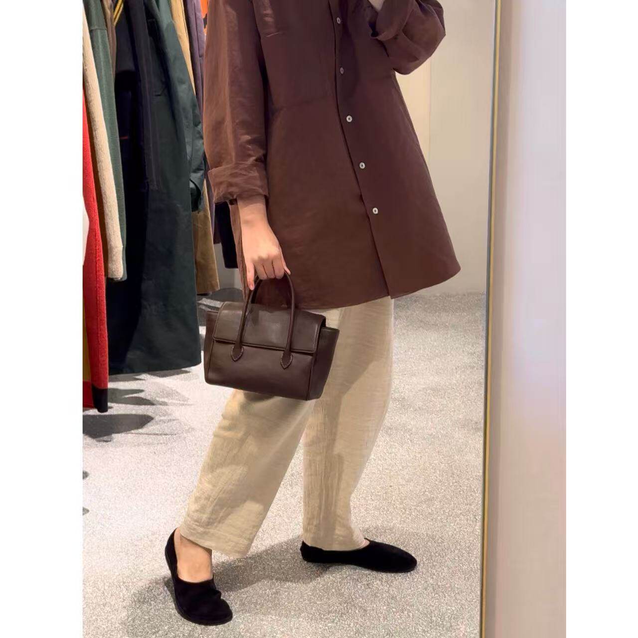 包税包邮日本arts science经典牛皮手提包Stitch flap bag mini