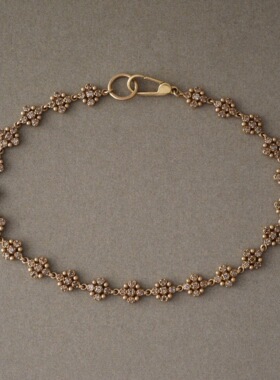 包税包邮日本代购noguchi25春夏新款法式小花造型钻石镶嵌手链