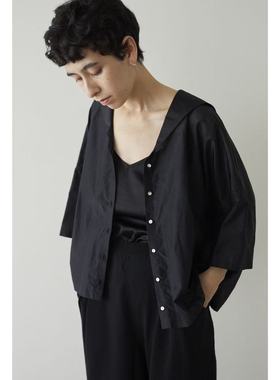 包税包邮日本humoresque25夏新款上质蚕丝直筒宽松v领防晒衬衫女