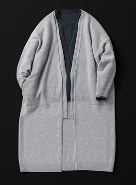 包税包邮日本代购arts&science简约纯色100%羊绒针织开衫Robe长版