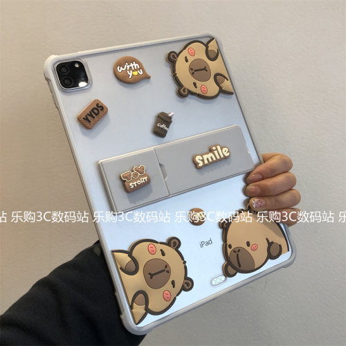 卡通DIY公仔iPad11代A16保护套磨砂2025款第10代10.9带支架Air456适用M234苹果10.2寸9.7防弯aipaid8平板后壳