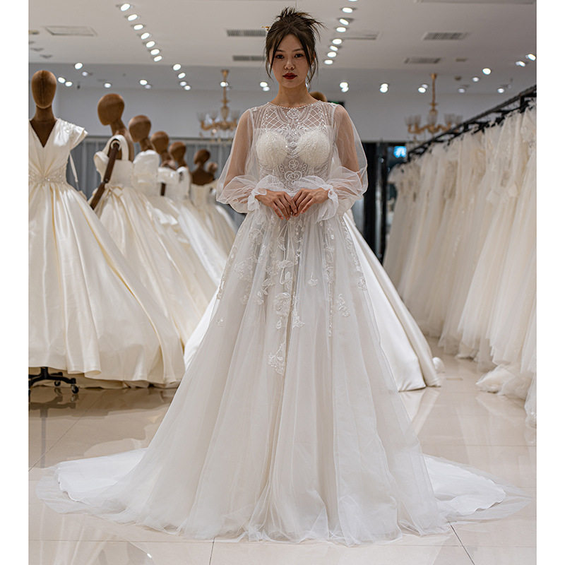 sl9167 cheapest see through lace wedding dress with beading