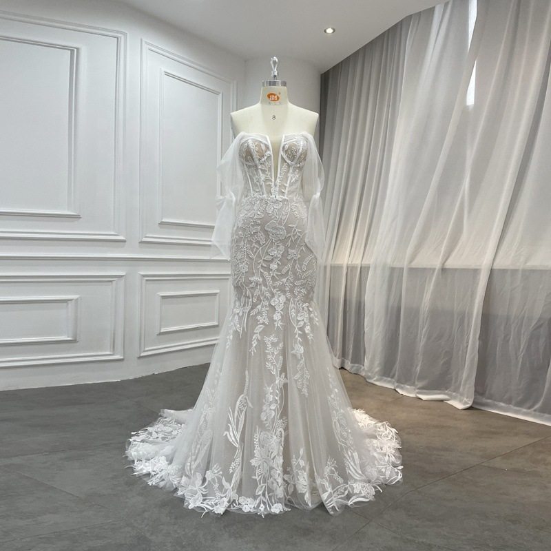 sexy sheer boning bodice plunging v detachable straps mermai