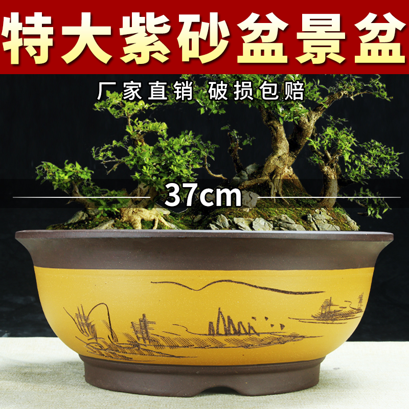 紫砂田园超大口径种树陶瓷圆盆