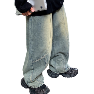 男童牛仔裤2025秋装新款宽松大童男装大男孩长裤青少年大码裤子潮