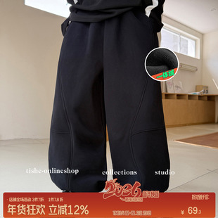 男童加绒裤子2025秋冬款中大童男装宽松运动裤青少年冬装加厚卫裤