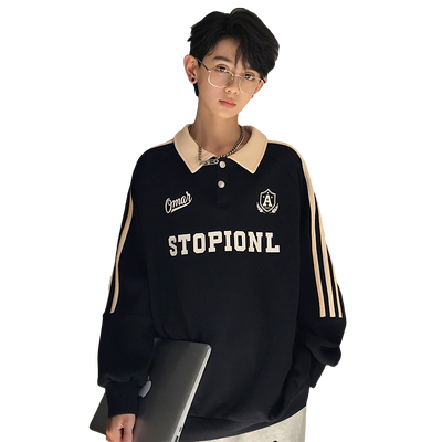 男大童春秋款炸街Polo卫衣