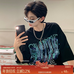 男童短袖T恤夏季新款中大童纯棉宽松体恤上衣大童男装薄款夏装潮t