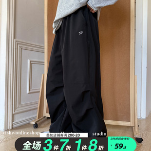 男童裤子春秋款2026新款中大童宽松速干伞兵裤青少年春装运动裤潮