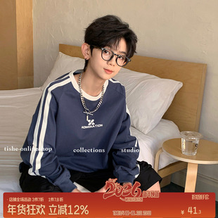 男童长袖t恤春秋款2025新款中大儿童纯棉男装秋装打底衫胖童上衣9